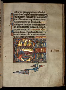Ms 322 f.97r, Salmo 97, inicial C, Anunciación a los pastores, ilustración del 